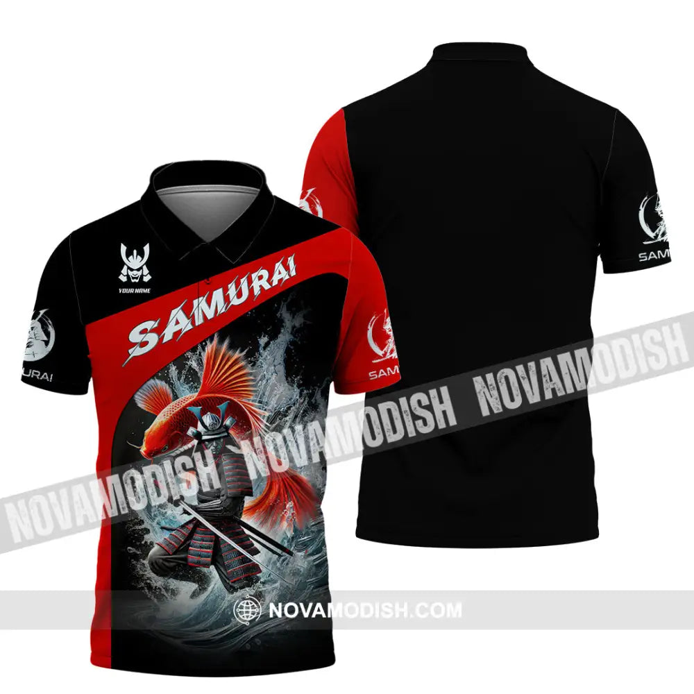 Unisex Shirt Custom Name Samurai Japanese T-Shirt Lover Gift Polo / S T-Shirt