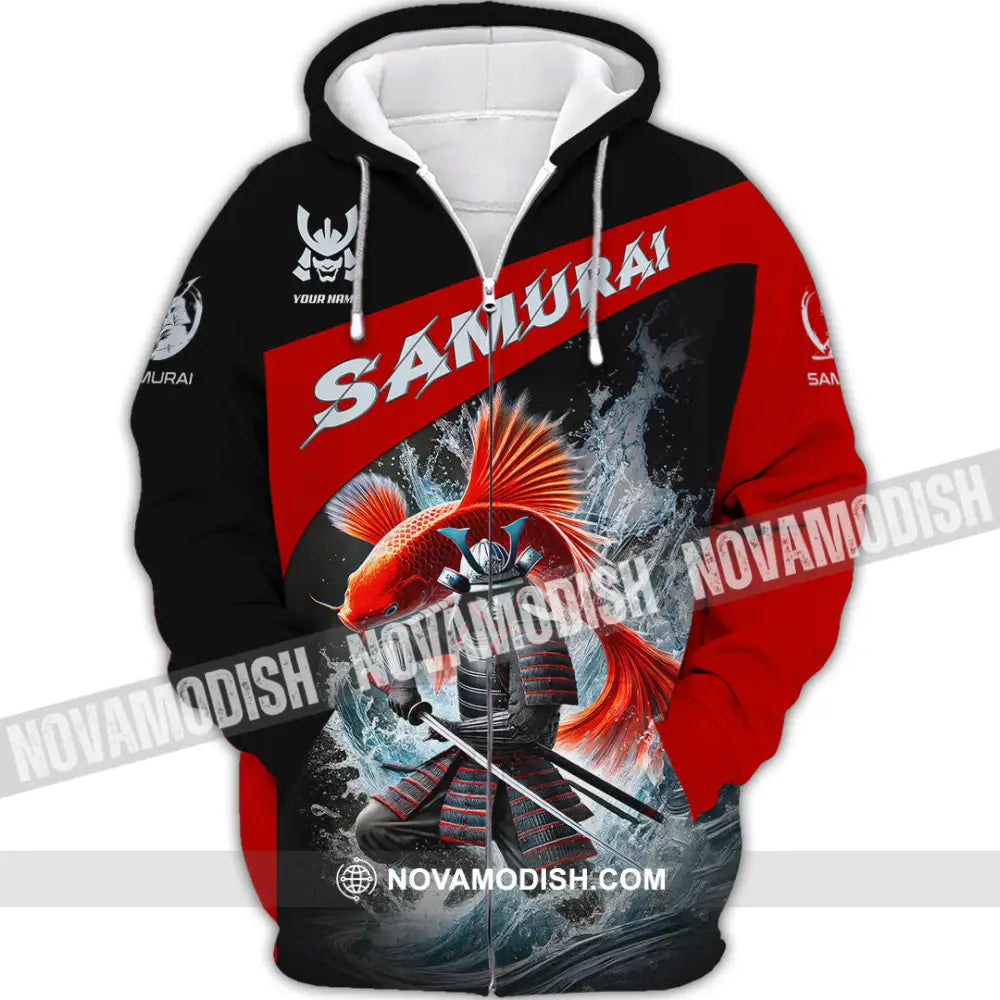 Unisex Shirt Custom Name Samurai Japanese T-Shirt Lover Gift Zipper Hoodie / S T-Shirt