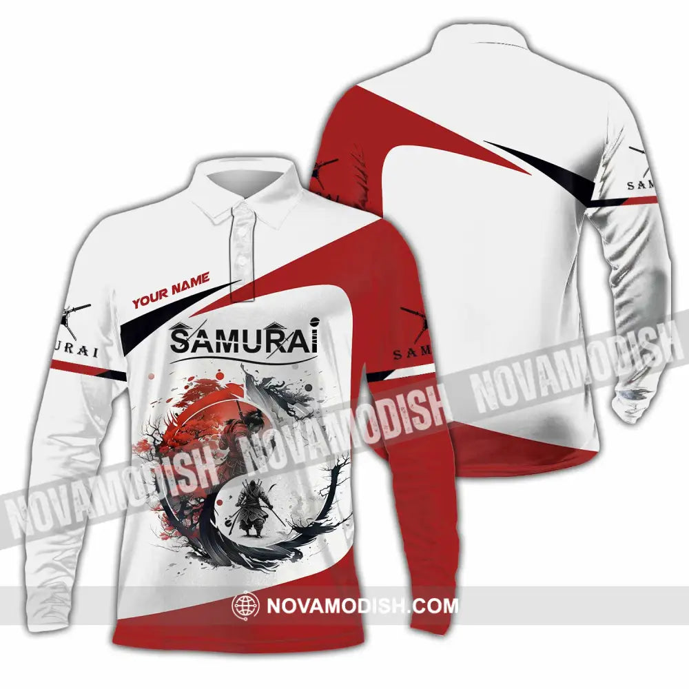 Unisex Shirt Custom Name Samurai Polo Long Sleeve / S T-Shirt