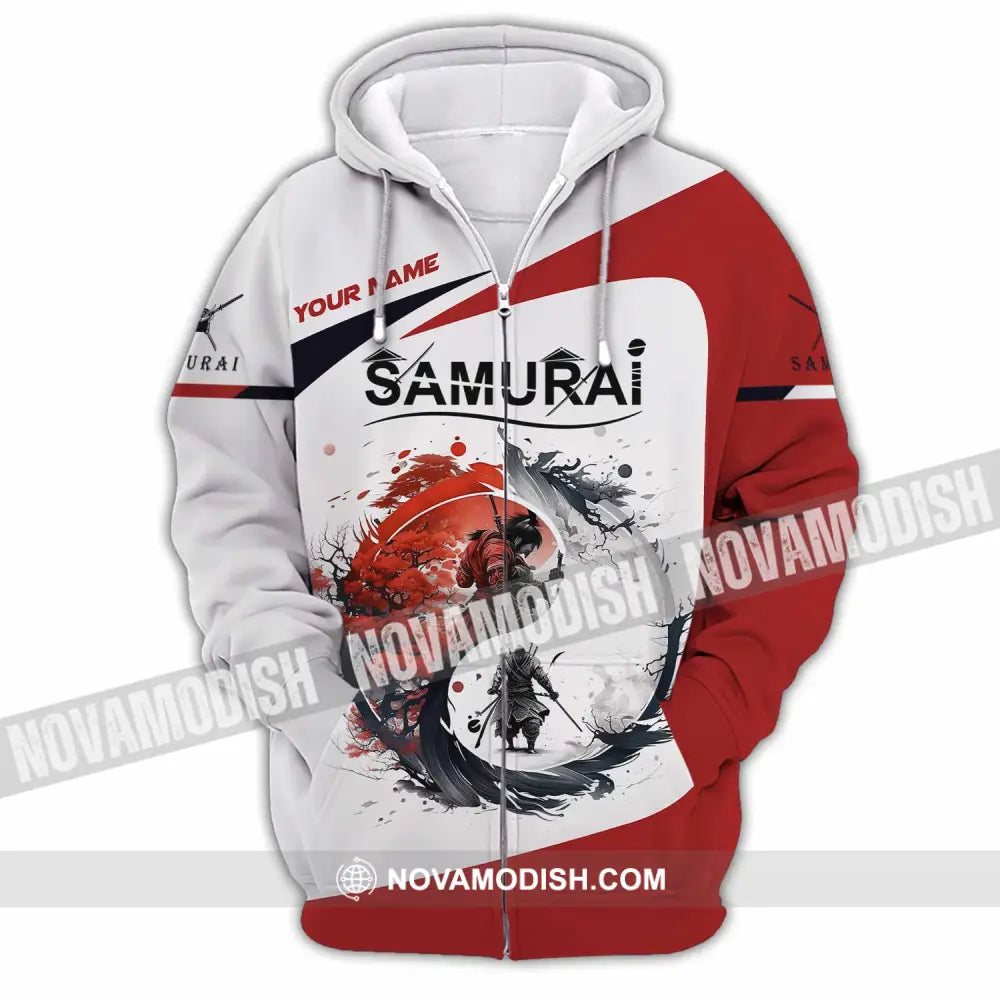 Unisex Shirt Custom Name Samurai Polo Long Sleeve Zipper Hoodie / S T-Shirt