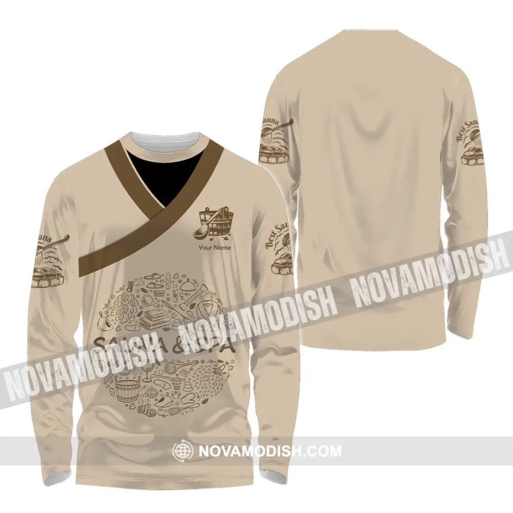 Unisex Shirt - Custom Name Shirt Sauna And Spa Long Sleeve Shirt / S T-shirt