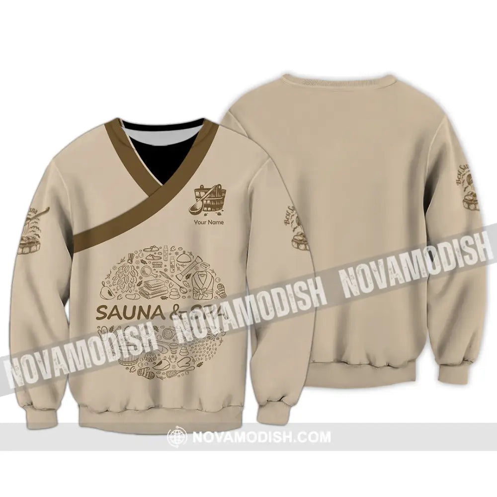 Unisex Shirt - Custom Name Shirt Sauna And Spa Long Sleeve / S T-shirt