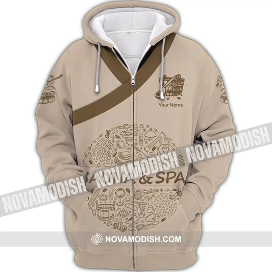Unisex Shirt - Custom Name Shirt Sauna And Spa Zipper Hoodie / S T-shirt