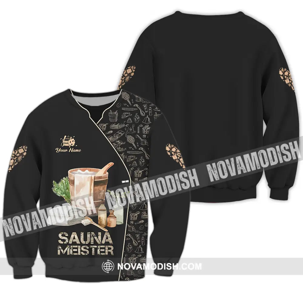 Unisex Shirt - Custom Name Sauna Heart Shirt Sauna Meister Long Sleeve / S T-shirt