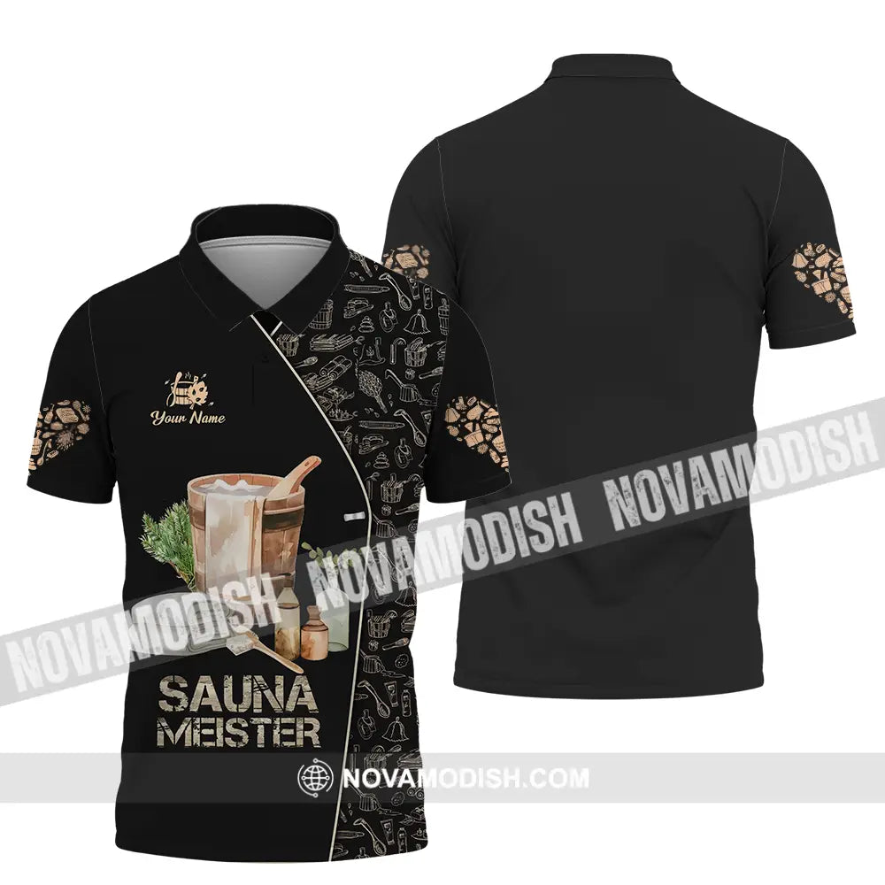 Unisex Shirt - Custom Name Sauna Heart Shirt Sauna Meister Polo Shirt / S T-shirt
