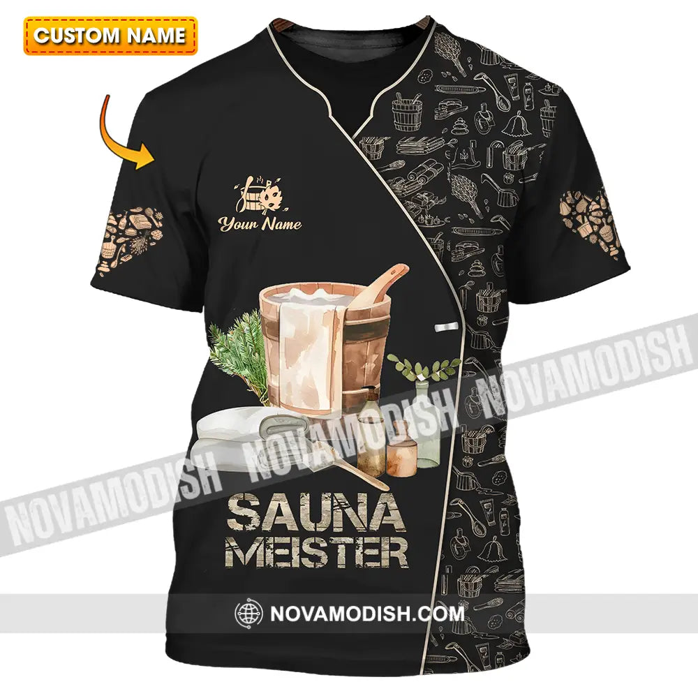 Unisex Shirt - Custom Name Sauna Heart Shirt Sauna Meister T-shirt