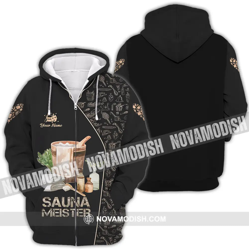 Unisex Shirt - Custom Name Sauna Heart Shirt Sauna Meister Zipper Hoodie / S T-shirt