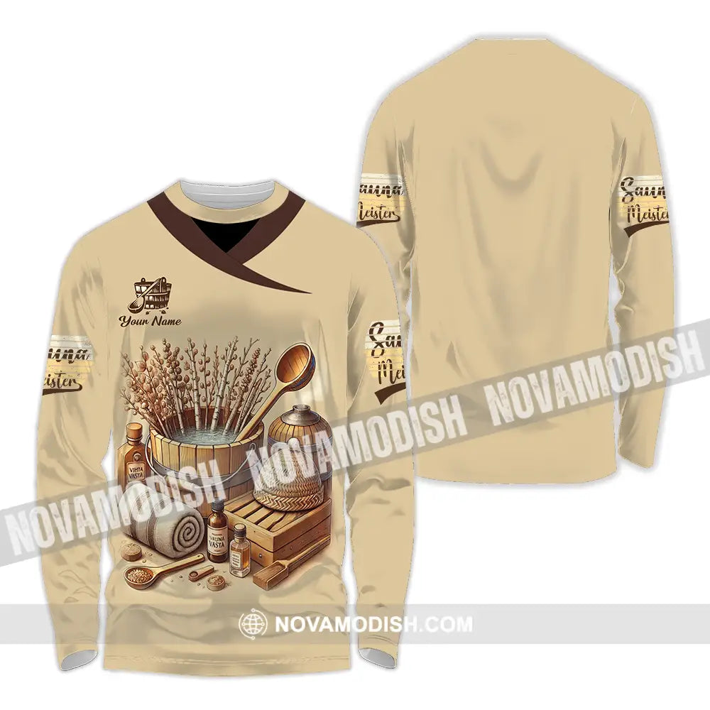 Unisex Shirt - Custom Name Sauna Shirt Sauna Meister Long Sleeve Shirt / S T-shirt