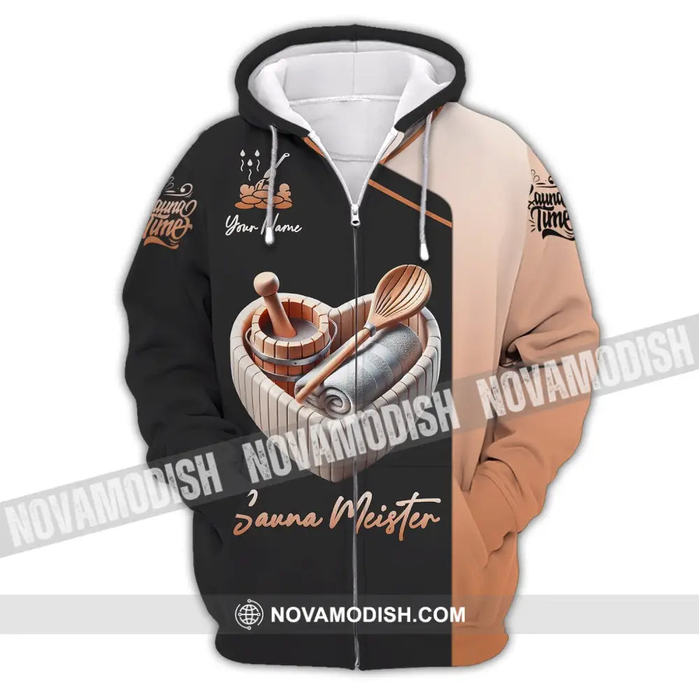 Unisex Shirt - Custom Name Sauna Meister Zipper Hoodie / S T-Shirt