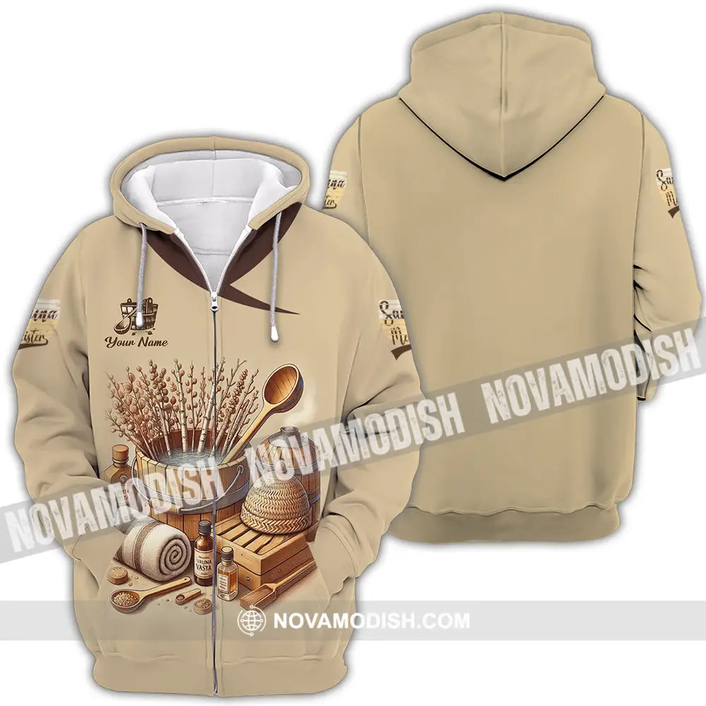 Unisex Shirt - Custom Name Sauna Shirt Sauna Meister Zipper Hoodie / S T-shirt