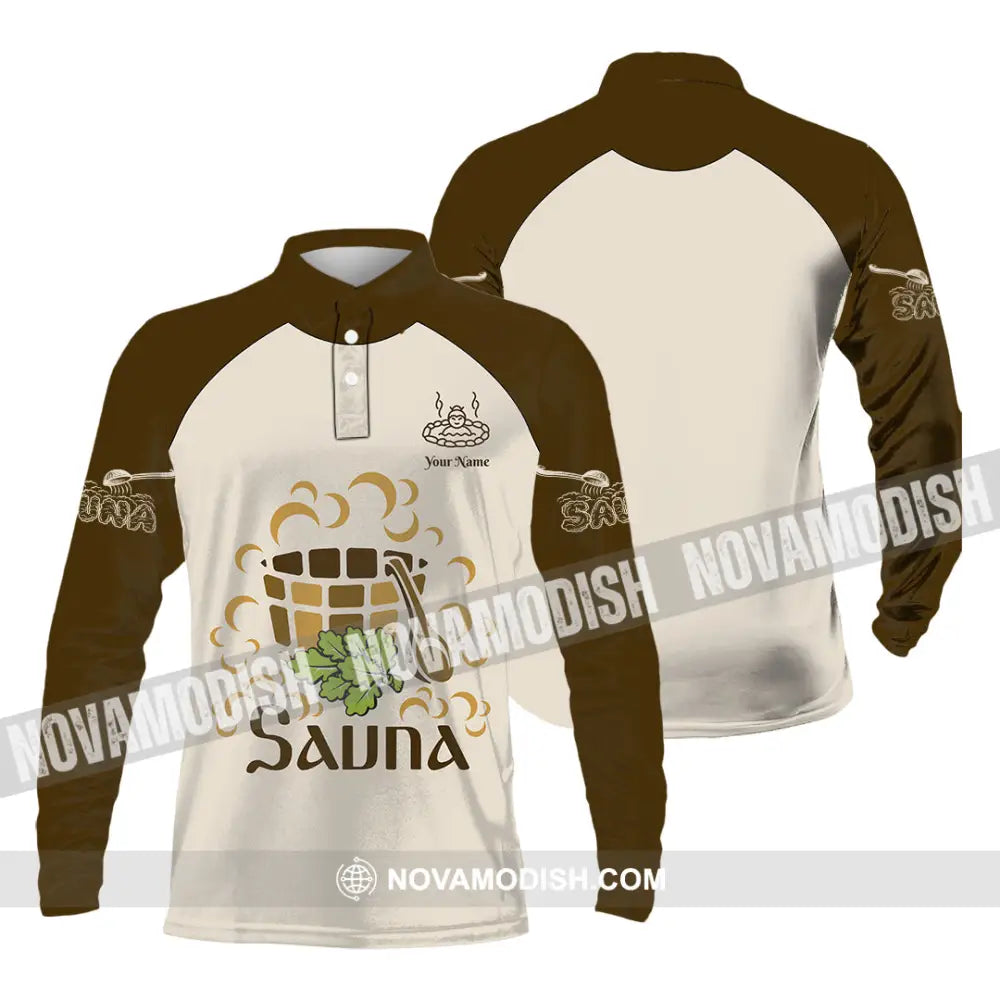 Unisex Shirt - Custom Name Shirt Sauna Relax Long Sleeve Polo / S T-shirt