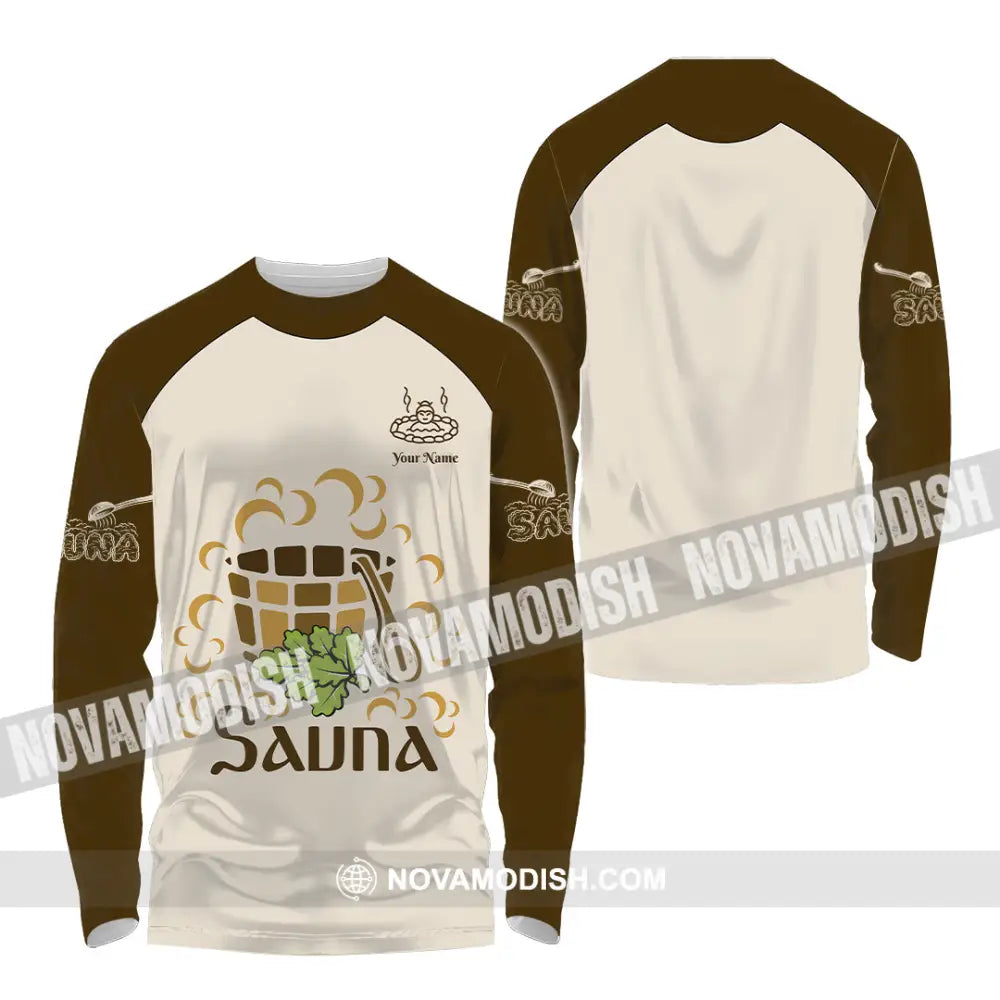 Unisex Shirt - Custom Name Shirt Sauna Relax Long Sleeve Shirt / S T-shirt