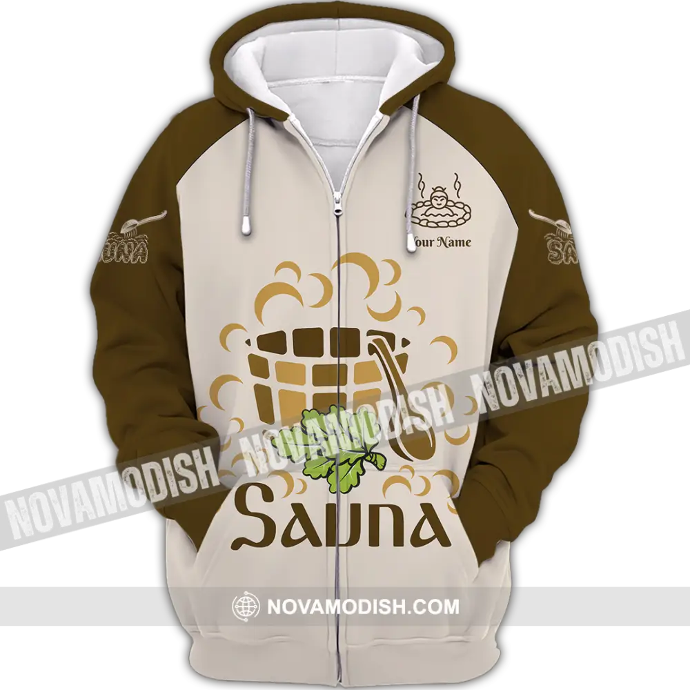 Unisex Shirt - Custom Name Shirt Sauna Relax Zipper Hoodie / S T-shirt