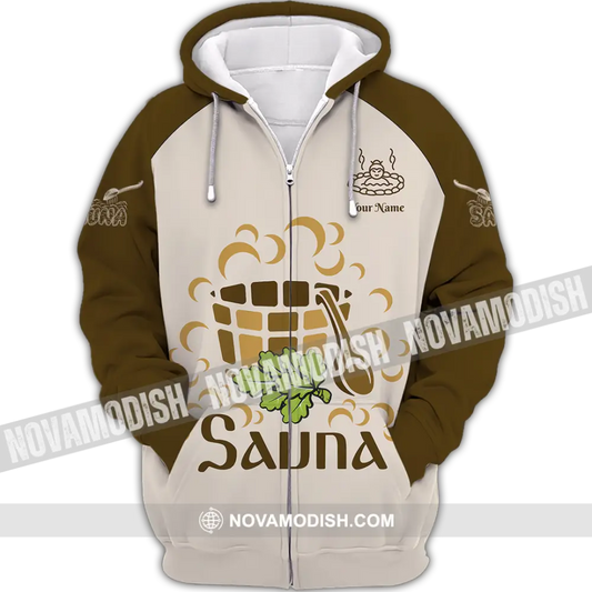Unisex Shirt - Custom Name Shirt Sauna Relax Zipper Hoodie / S T-shirt