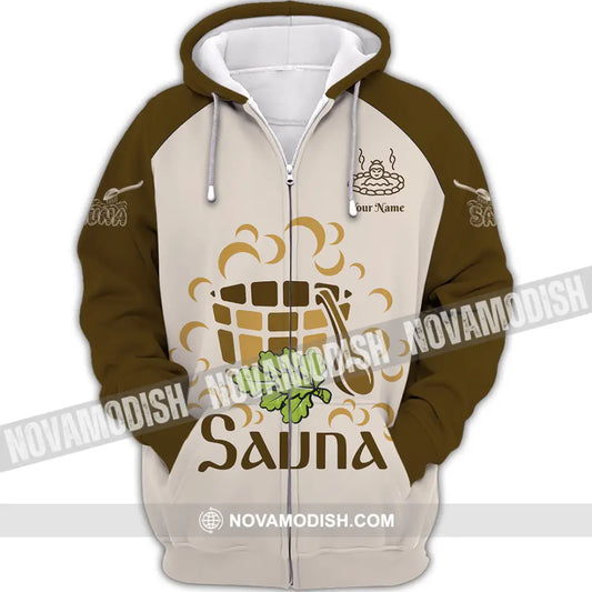 Unisex Shirt - Custom Name Shirt Sauna Relax Zipper Hoodie / S T-shirt