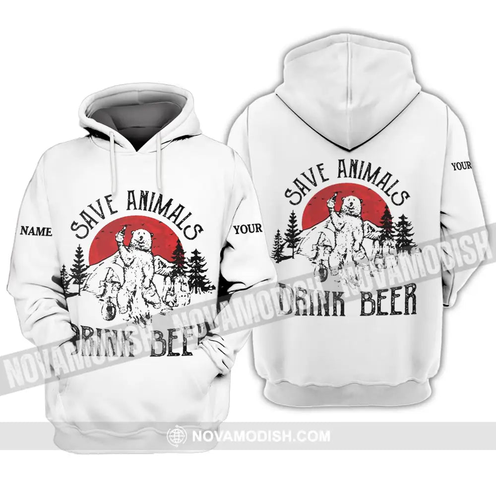 Unisex Shirt - Custom Name Shirt - Save Animals Drink Beer Hoodie / S T-shirt