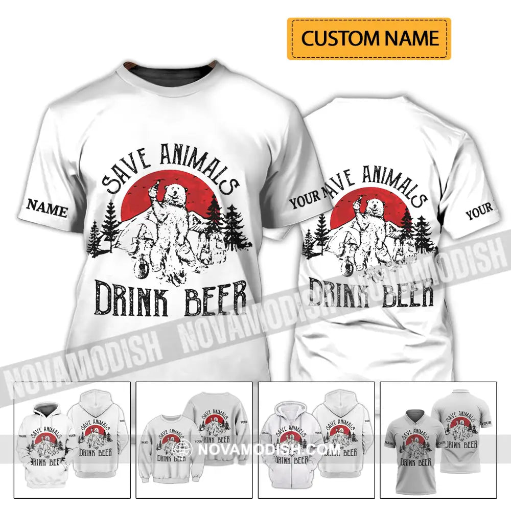 Unisex Shirt - Custom Name Shirt - Save Animals Drink Beer T-shirt