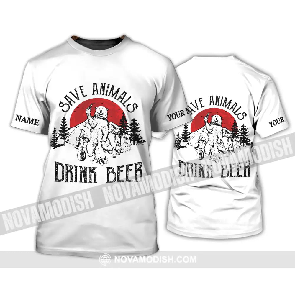 Unisex Shirt - Custom Name Shirt - Save Animals Drink Beer T-Shirt / S T-shirt