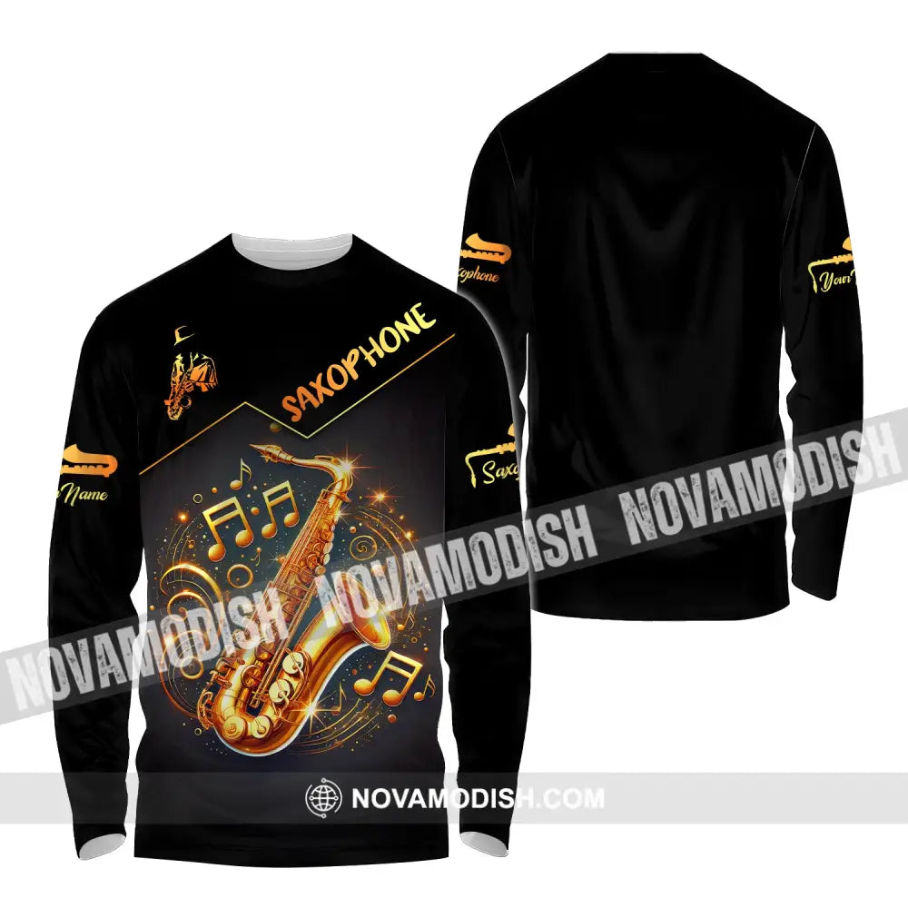 Unisex Shirt Custom Name Saxophone Lover Polo Long Sleeve Gift / S T-Shirt