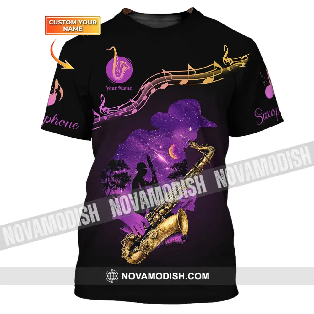 Unisex Shirt Custom Name Saxophone T-Shirt Sax Player Gift Saxophonist Shirts