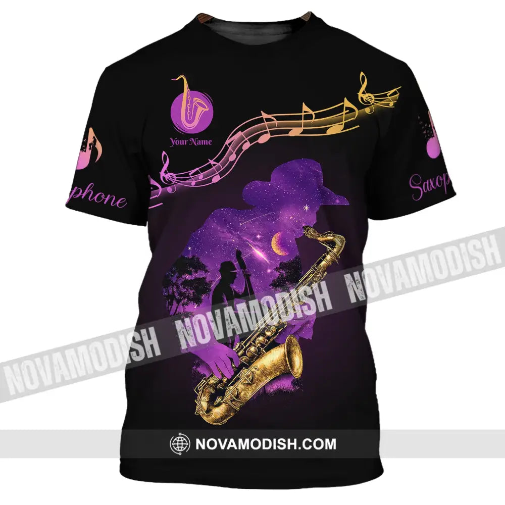 Unisex Shirt Custom Name Saxophone T-Shirt Sax Player Gift Saxophonist Shirts / S