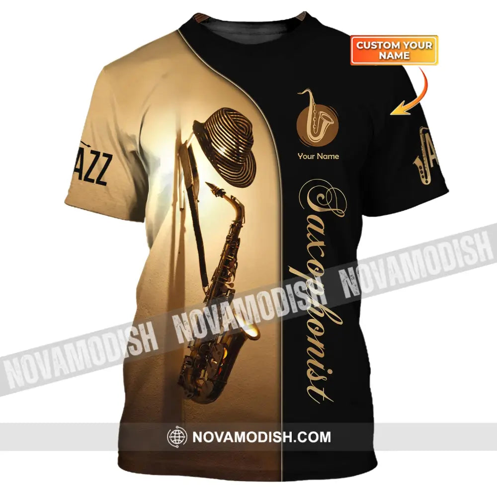 Unisex Shirt Custom Name Saxophone T-Shirt Sax Player Shirts Saxophonist Gift