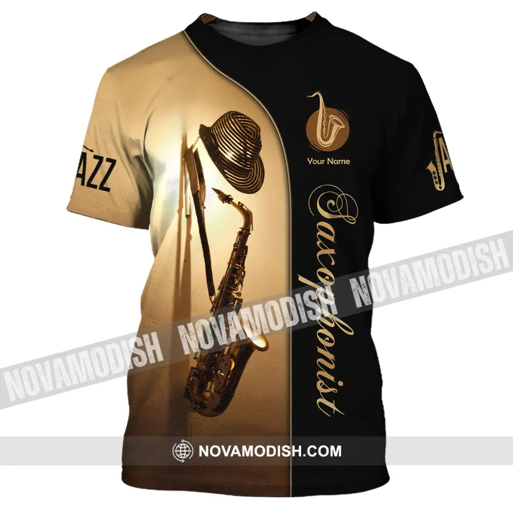 Unisex Shirt Custom Name Saxophone T-Shirt Sax Player Shirts Saxophonist Gift / S