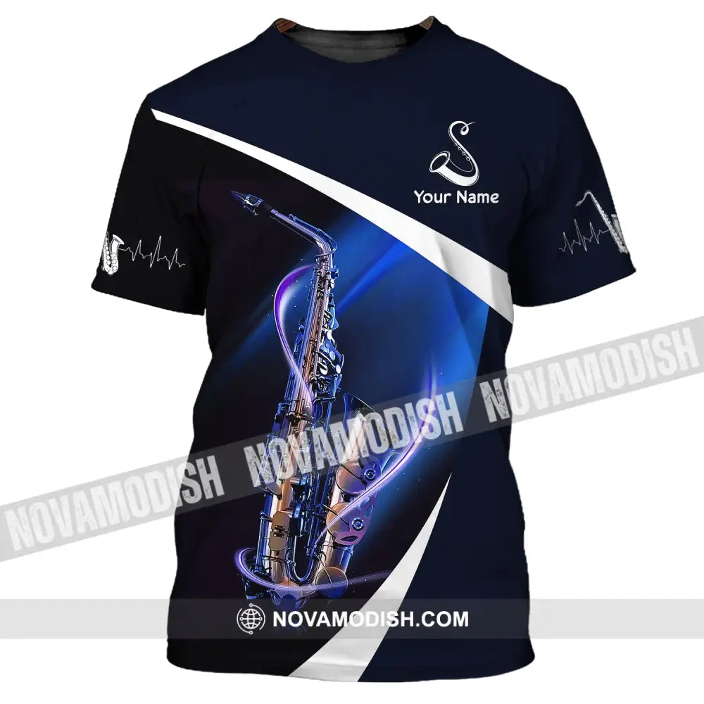 Unisex Shirt Custom Name Saxophone T-Shirt Sax Player Shirts Saxophonist Gift / S