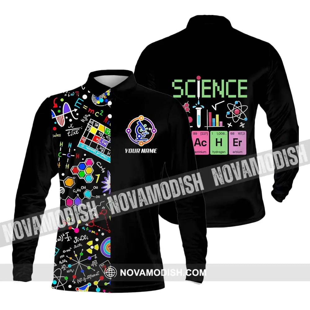 Unisex Shirt - Custom Name Science Shirt Long Sleeve Polo / S T-shirt