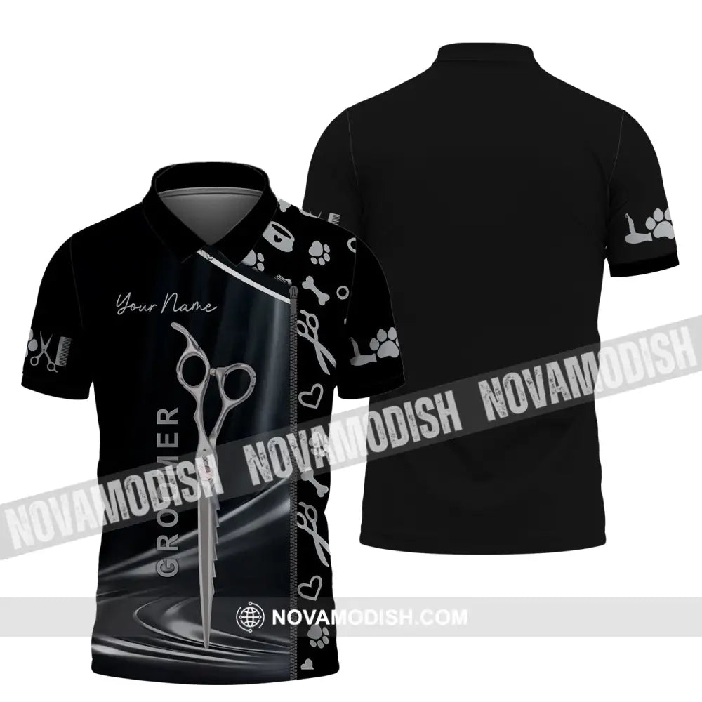 Unisex Shirt - Custom Name Shirt - Scissors Groomer Shirt Polo Shirt / S T-shirt