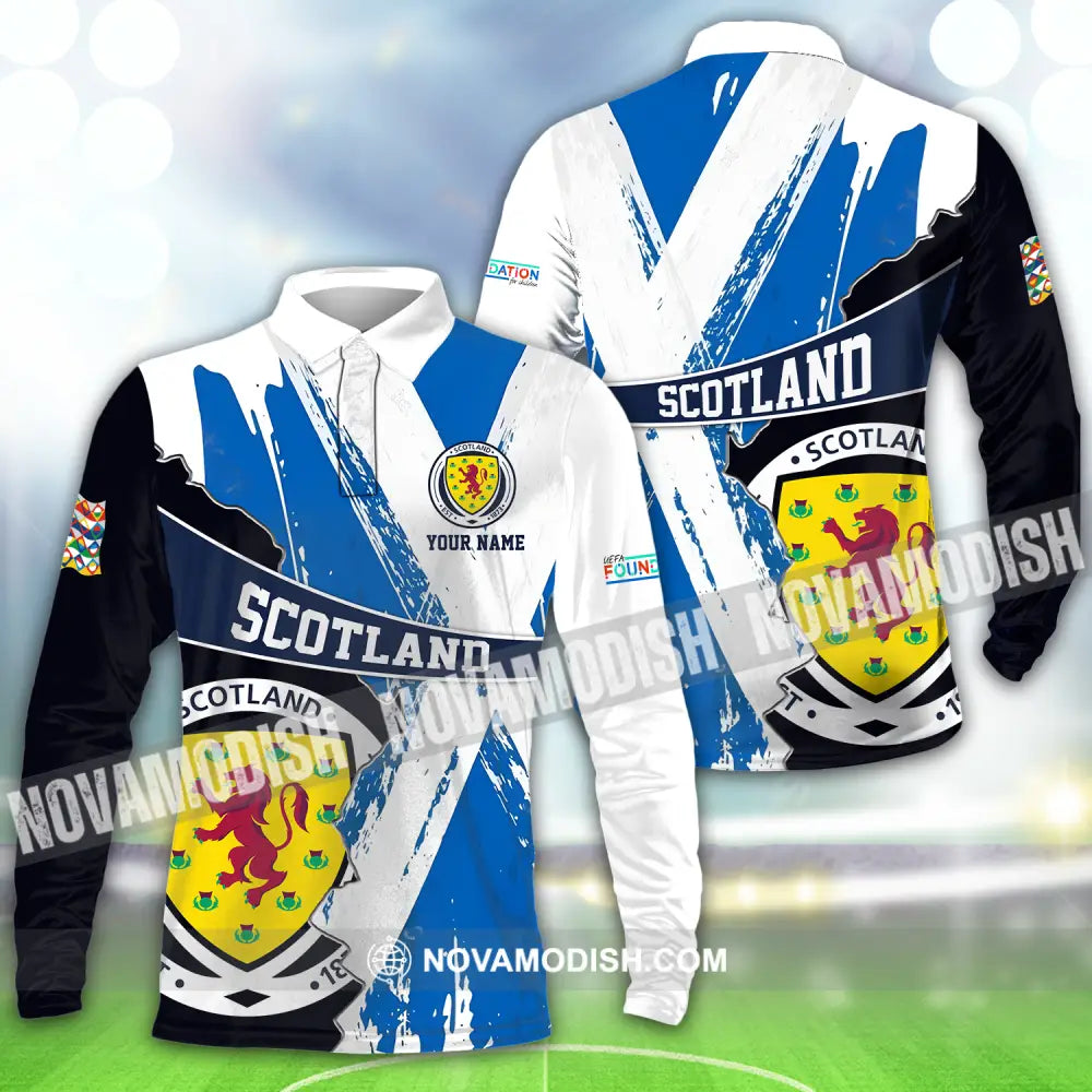 Unisex Shirt - Custom Name Scotland EST.1983 Euro 2024 Shirt Long Sleeve Polo / S T-shirt