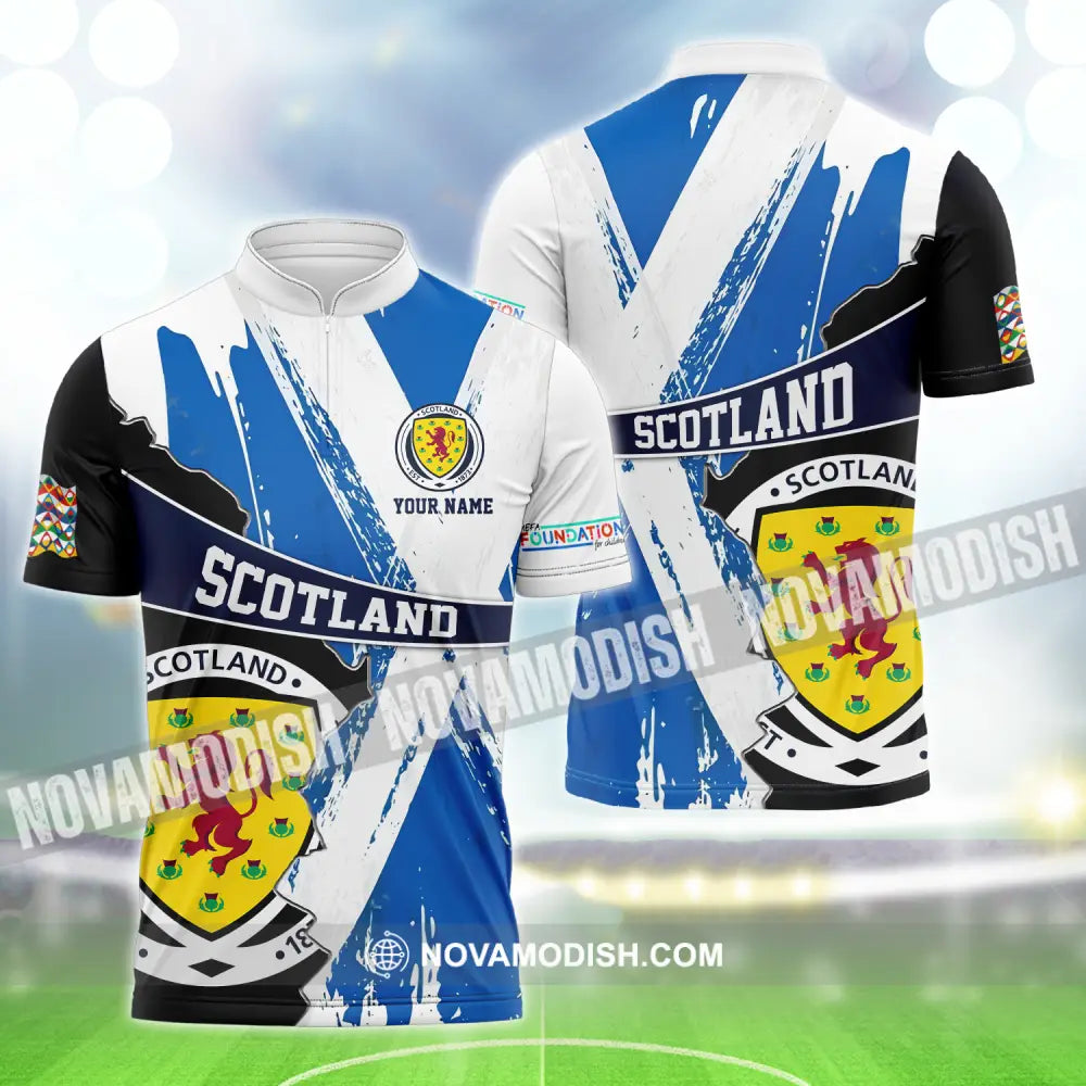 Unisex Shirt - Custom Name Scotland EST.1983 Euro 2024 Shirt Zipper Polo Shirt / S T-shirt