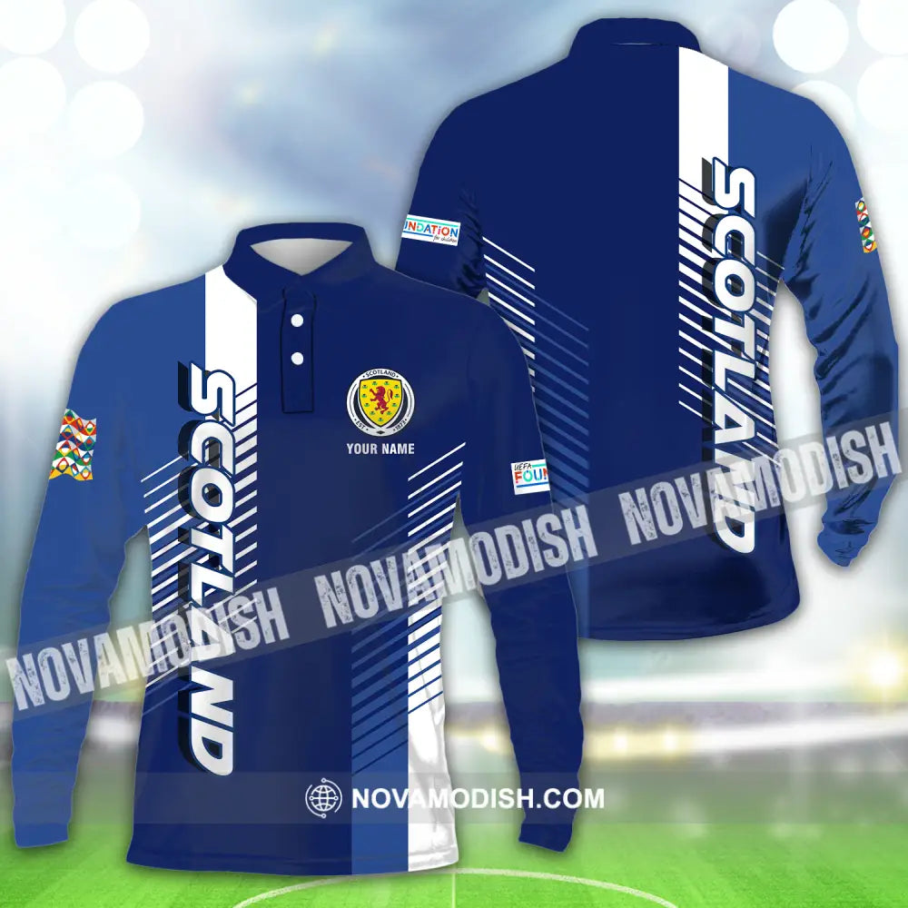 Unisex Shirt - Custom Name Scotland Euro 2024 Shirt Long Sleeve Polo / S T-shirt
