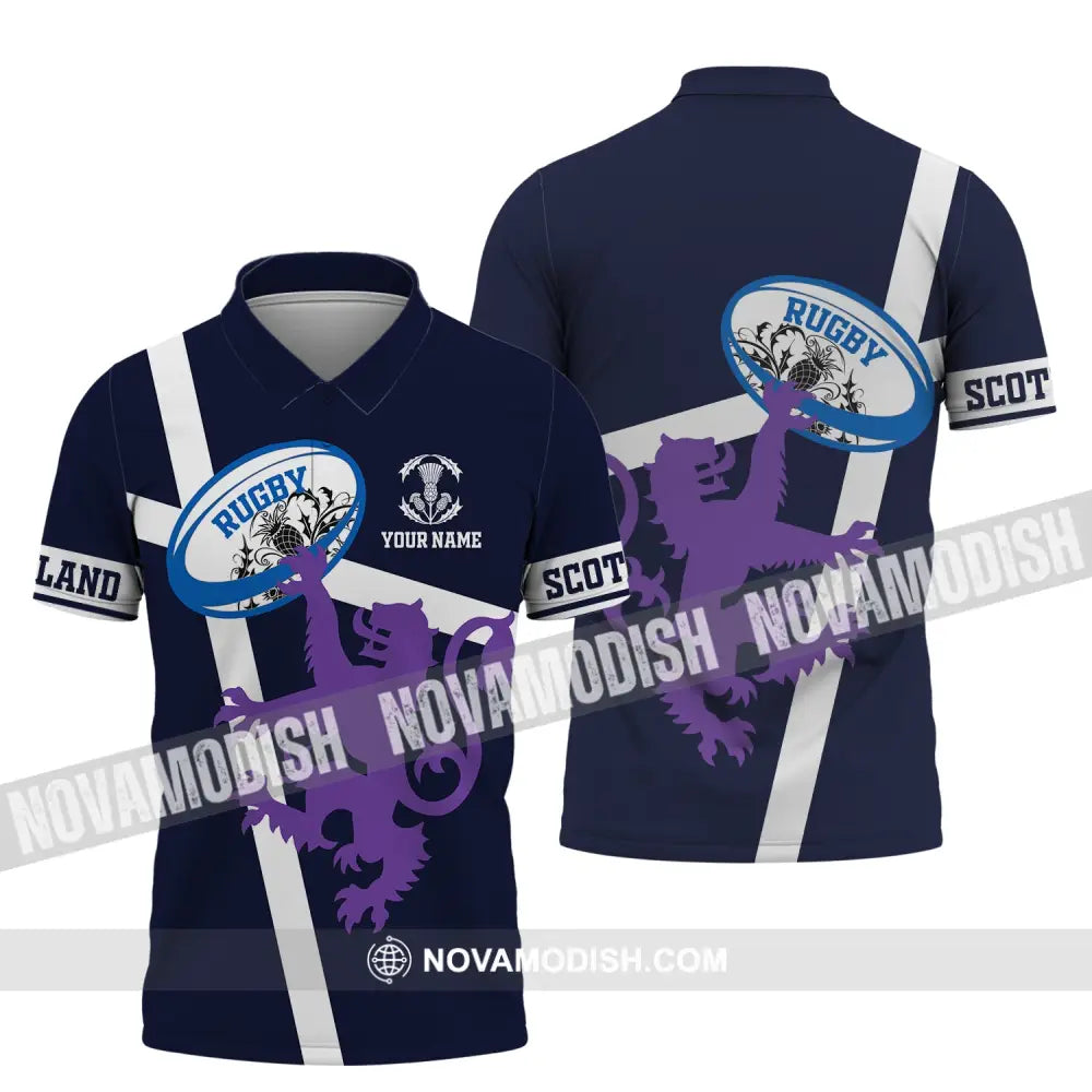 Unisex Shirt Custom Name Scotland Hoodie Rugby Lover T-Shirt Polo / S