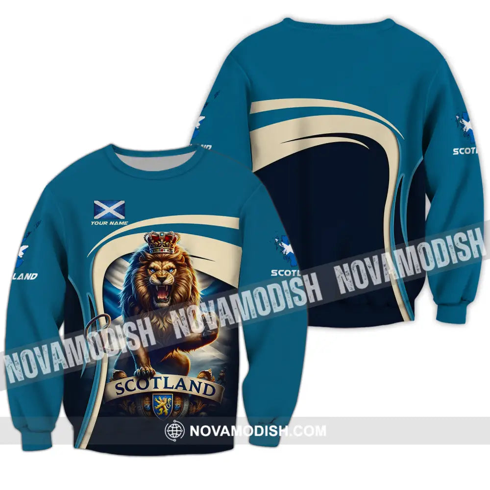 Unisex Shirt - Custom Name Scotland Lion Shirt Long Sleeve / S T-shirt