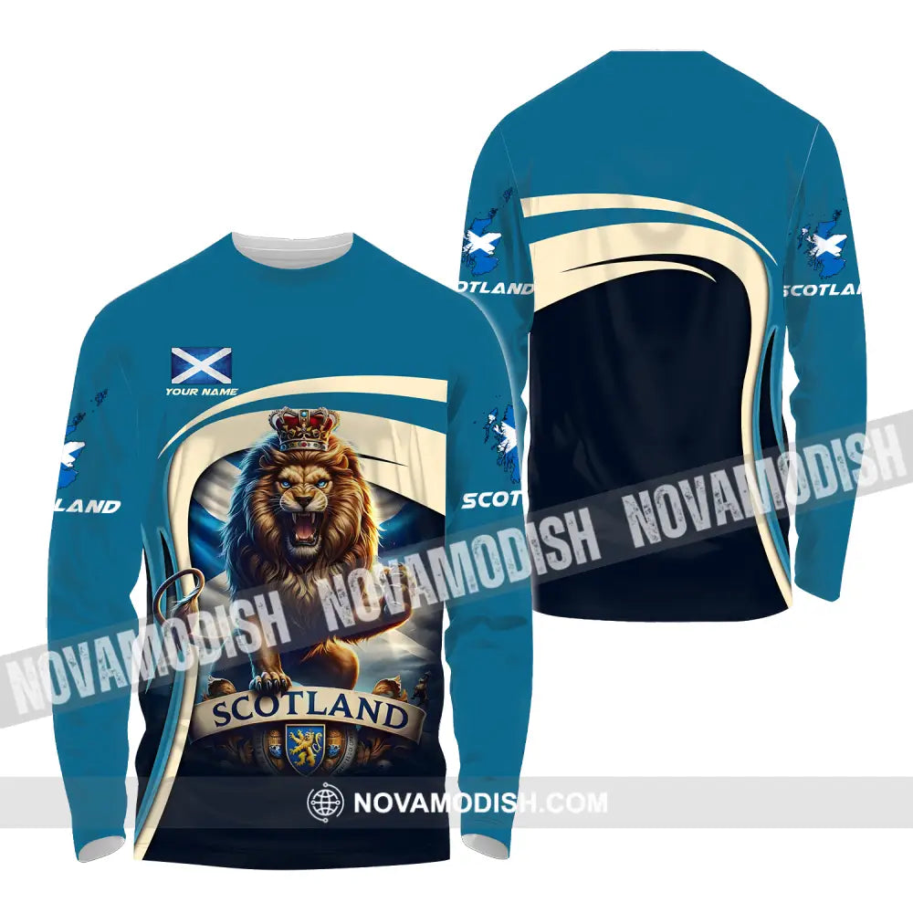 Unisex Shirt - Custom Name Scotland Lion Shirt Long Sleeve Shirt / S T-shirt