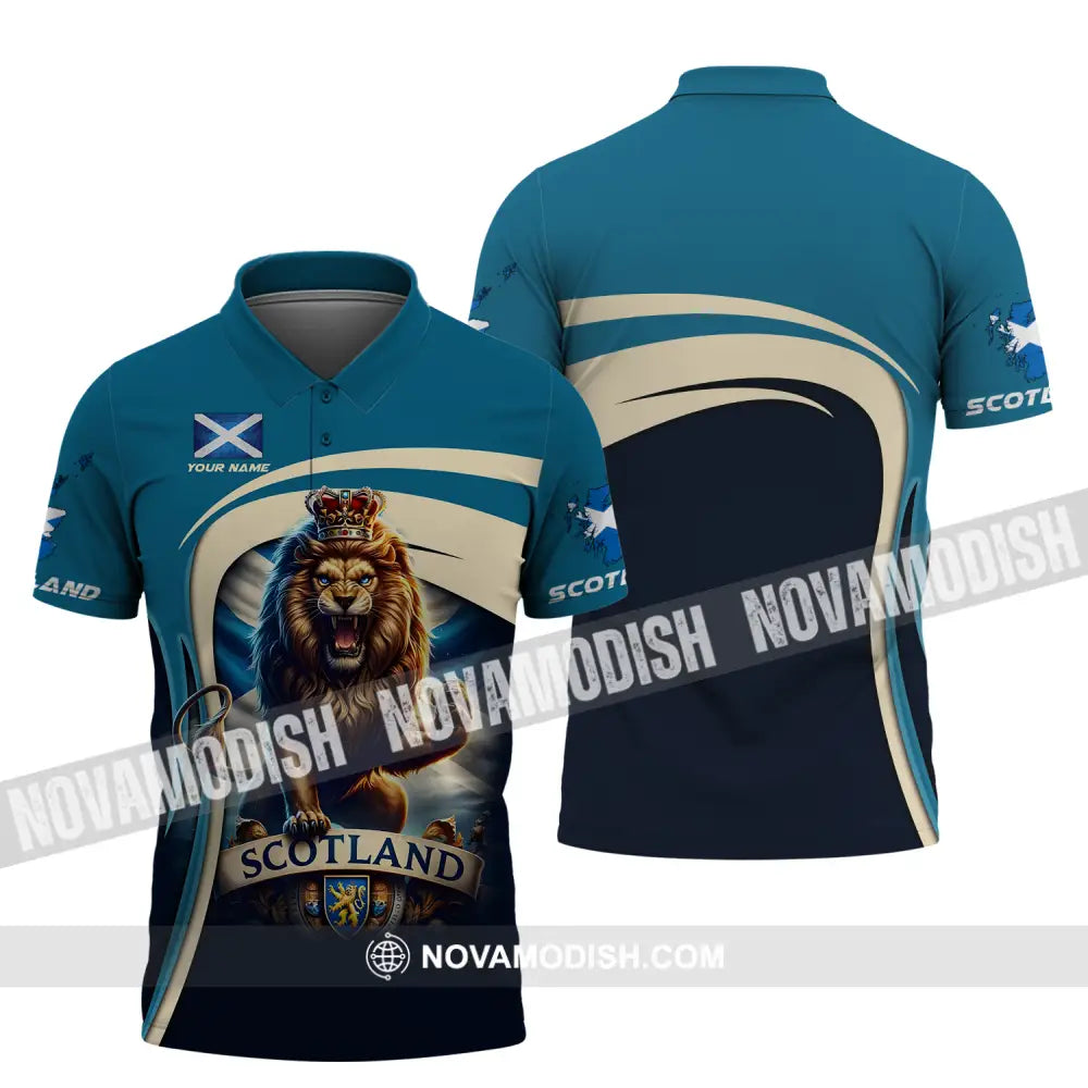 Unisex Shirt - Custom Name Scotland Lion Shirt Polo Shirt / S T-shirt