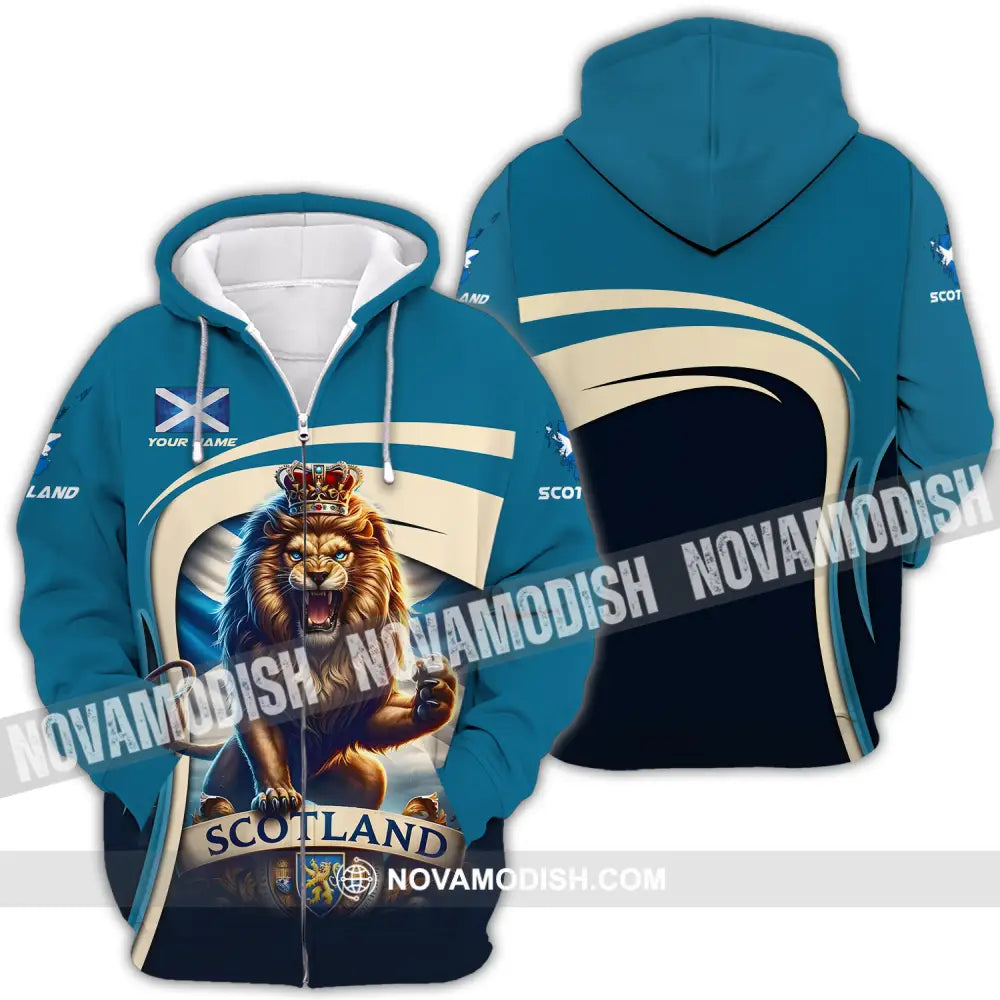 Unisex Shirt - Custom Name Scotland Lion Shirt Zipper Hoodie / S T-shirt