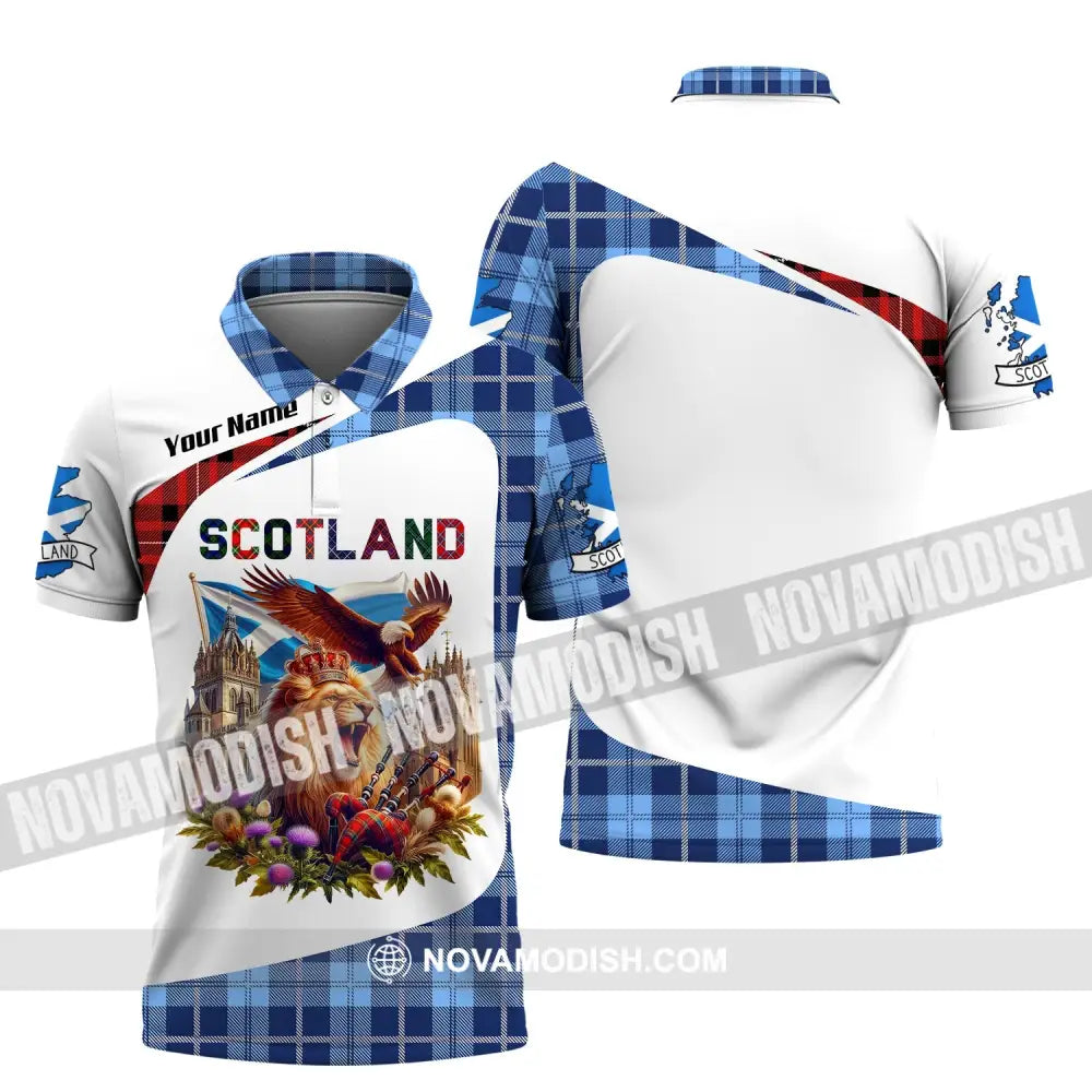 Unisex Shirt Custom Name Scotland Love Polo Long Sleeve Gift / S T-Shirt