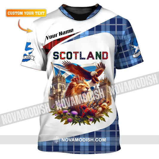 Unisex Shirt Custom Name Scotland Love Polo Long Sleeve Gift T-Shirt