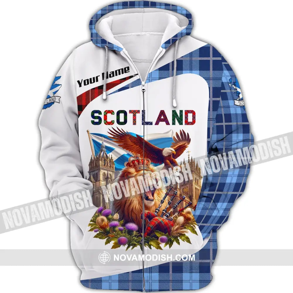 Unisex Shirt Custom Name Scotland Love Polo Long Sleeve Gift Zipper Hoodie / S T-Shirt