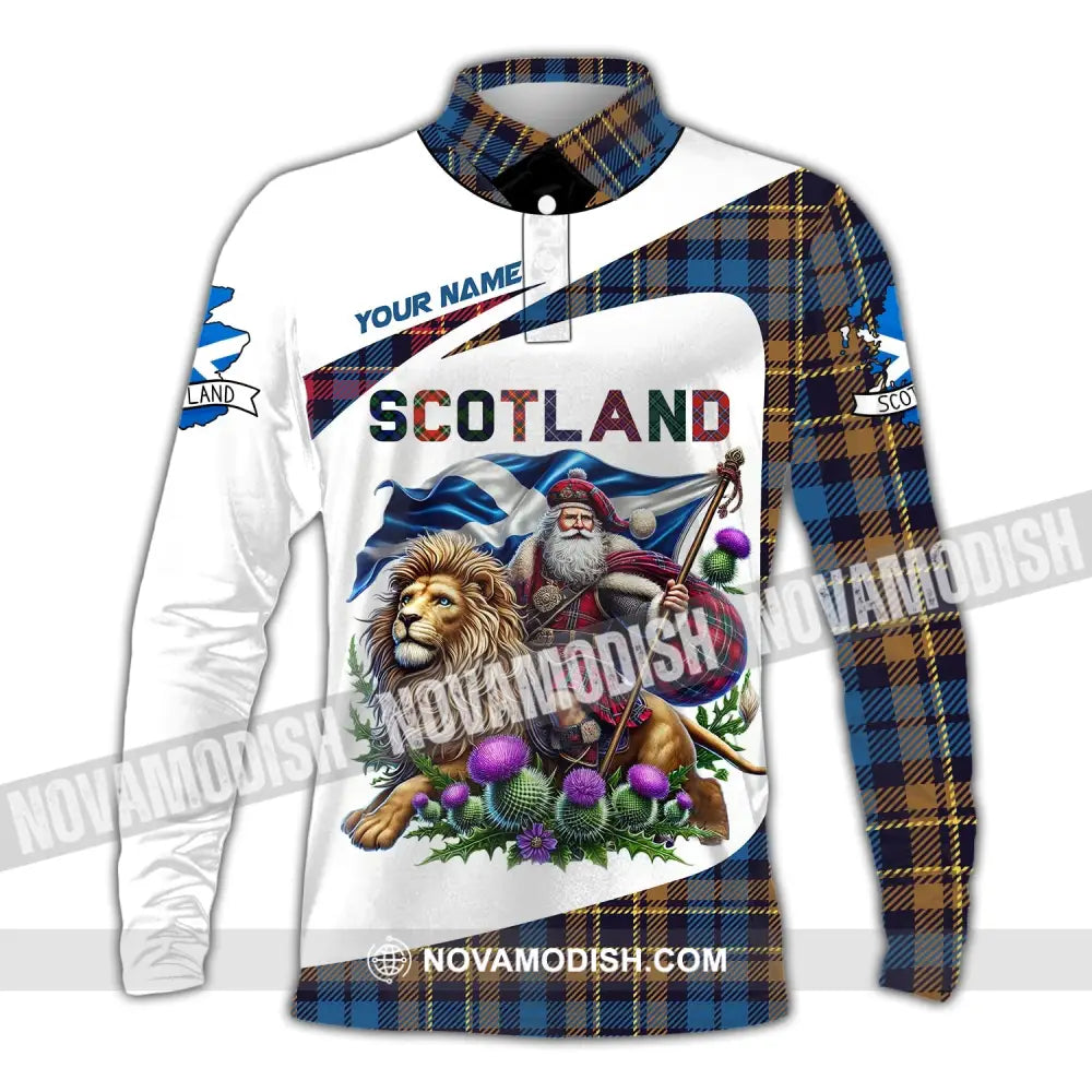 Unisex Shirt Custom Name Scotland Lover Gift Long Sleeve Polo / S T-Shirt