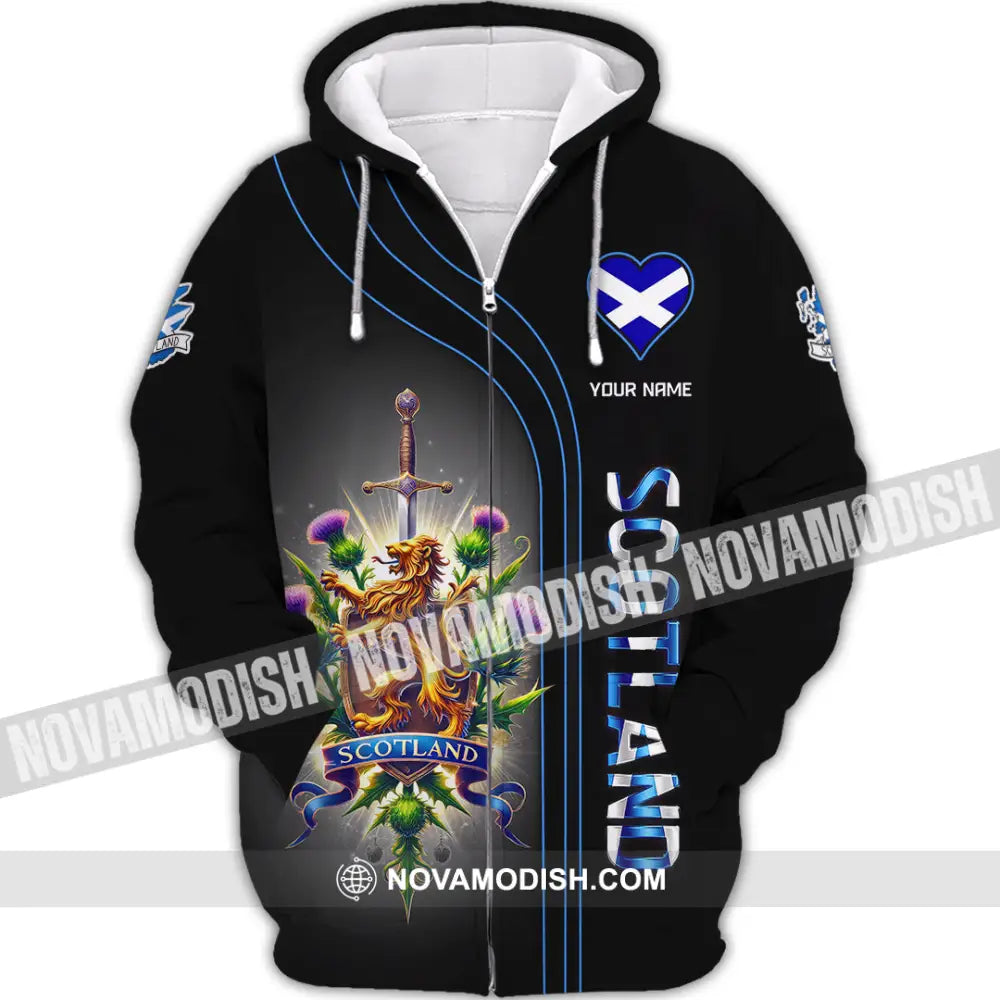 Unisex Shirt Custom Name Scotland Lover Polo Long Sleeve Gift Zipper Hoodie / S T-Shirt