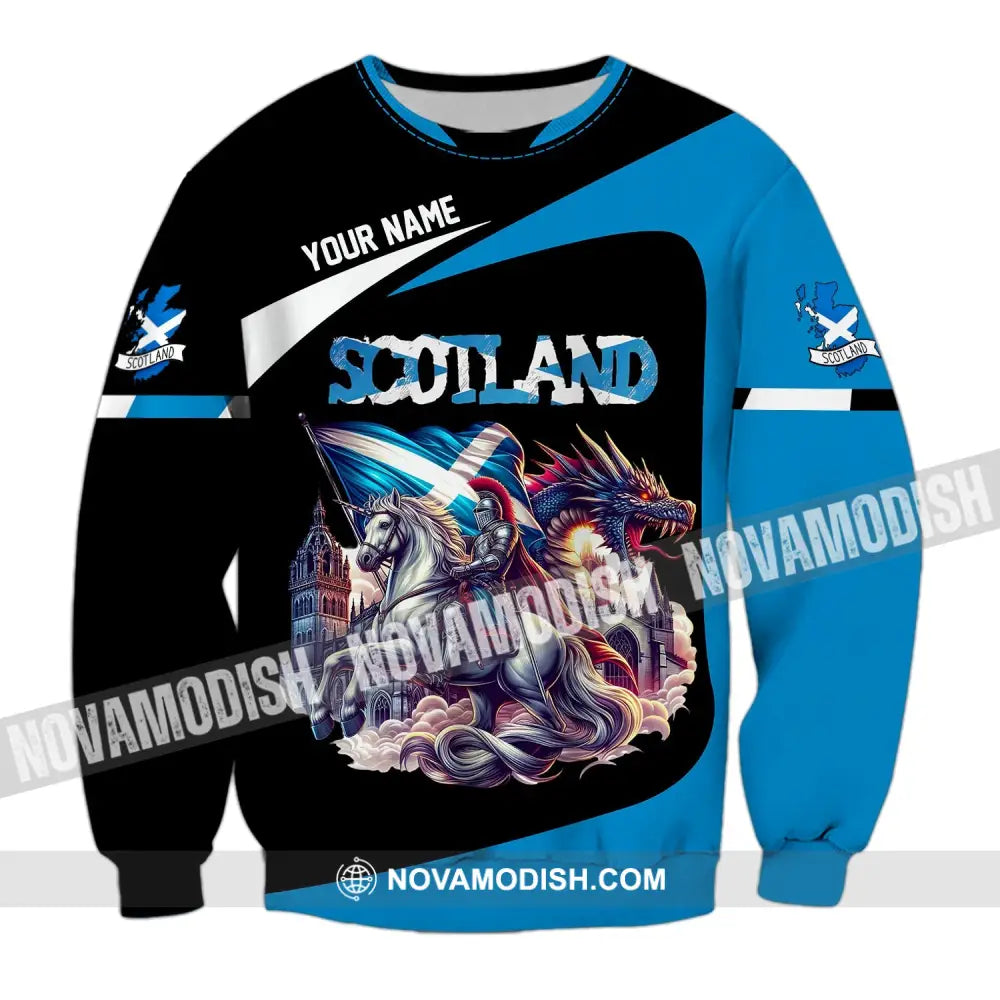 Unisex Shirt Custom Name Scotland Polo Long Sleeve Gift / S T-Shirt