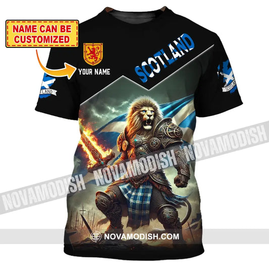 Unisex Shirt Custom Name Scotland Polo Long Sleeve Gift T-Shirt