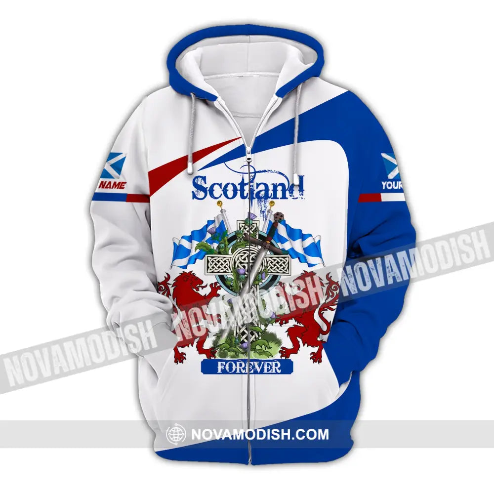 Unisex Shirt Custom Name Scotland Scottish Hoodie T-Shirt Gift For Lover Zipper / S