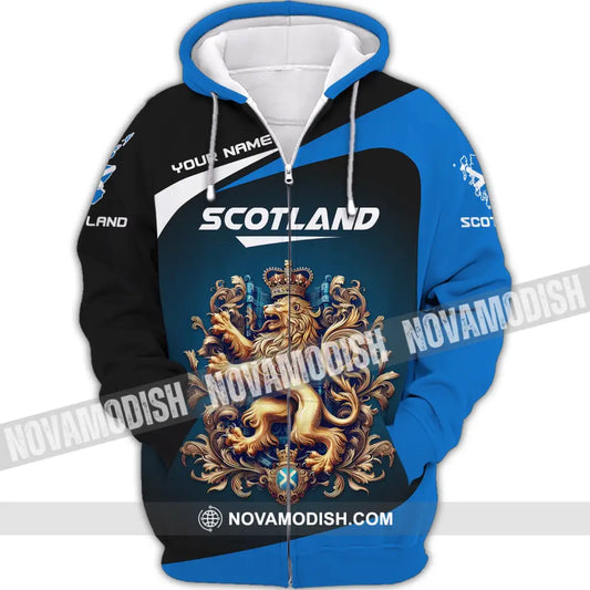 Unisex Shirt Custom Name Scotland Scottish T-Shirt Lover Zipper Hoodie / S