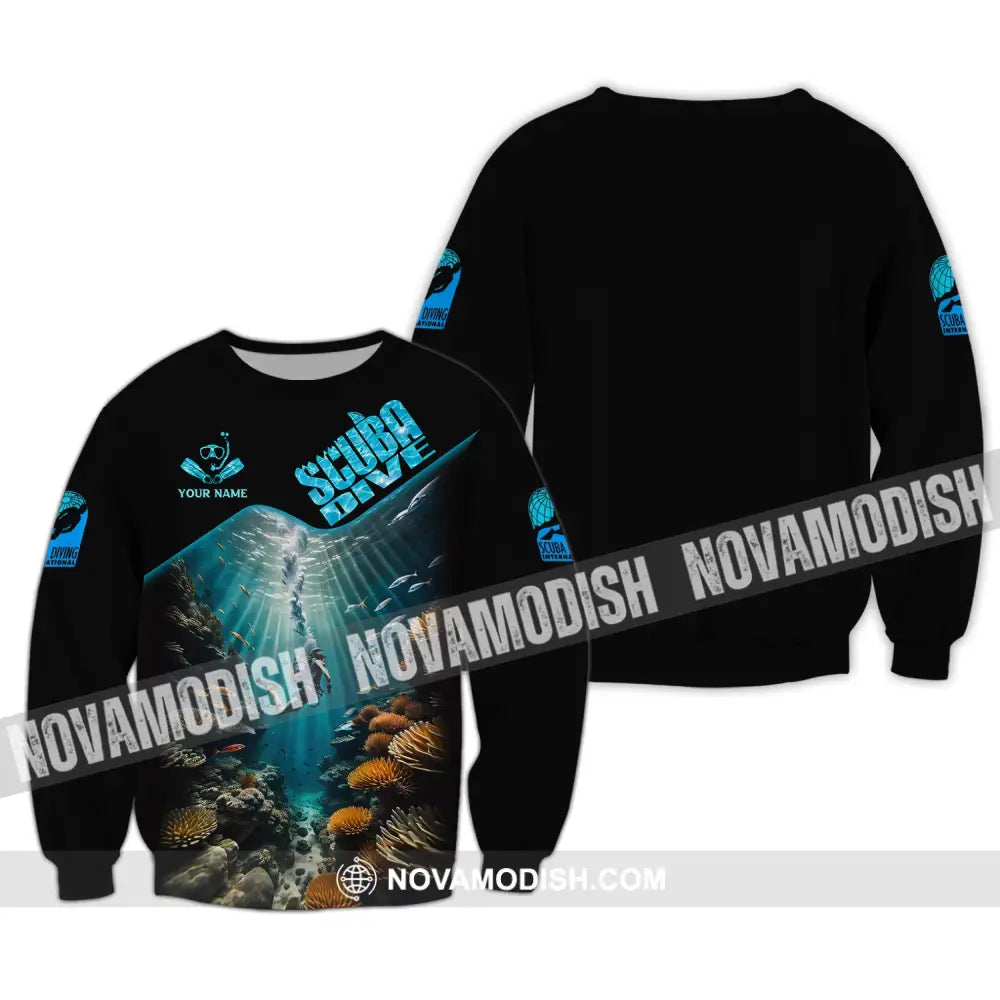 Unisex Shirt Custom Name Scuba Diving Apparel Gift For Lovers Long Sleeve / S T-Shirt