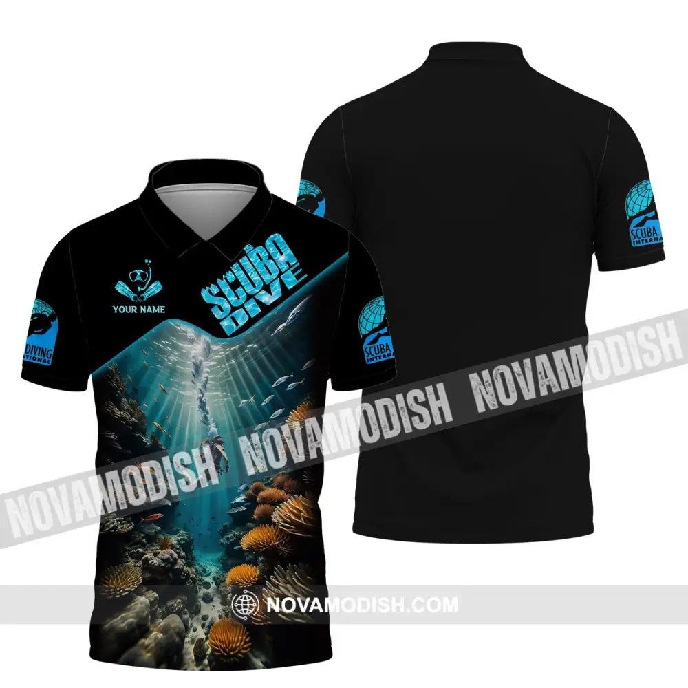 Unisex Shirt Custom Name Scuba Diving Apparel Gift For Lovers Polo / S T-Shirt