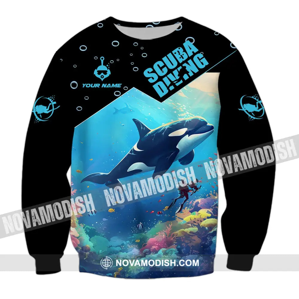 Unisex Shirt Custom Name Scuba Diving Love T-Shirt Long Sleeve / S T-Shirt